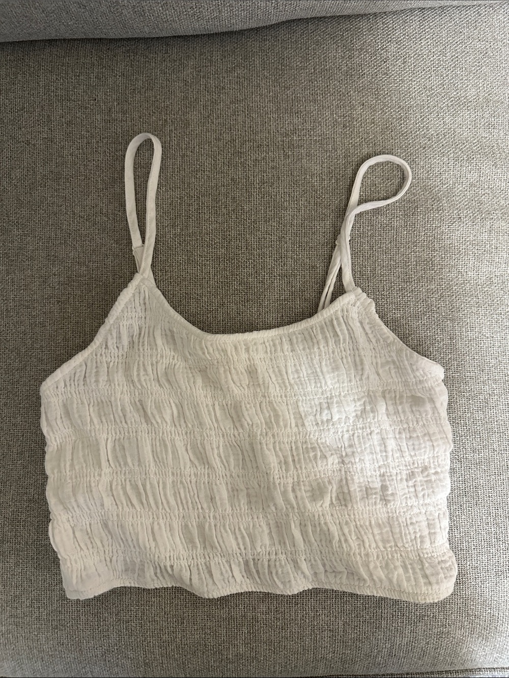 La Hearts White Smocked Cami with Adjustable Straps